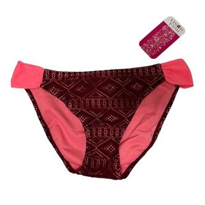 NWT Hula Honey Maroon Tribal Bikini Bottoms Women’s Medium